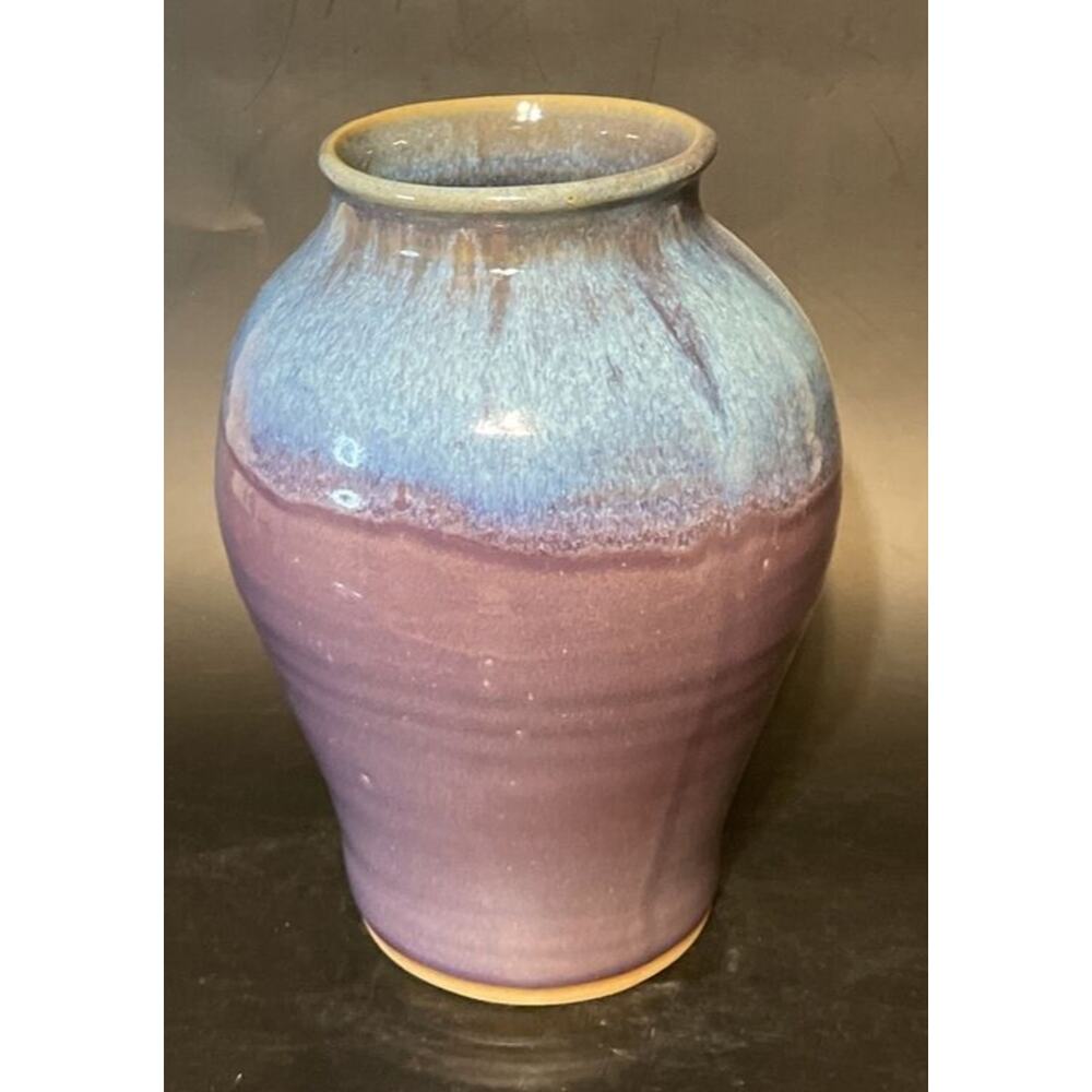 Always Azul Pottery Villa Grove CO Vase Blue Purple 10" Tall Glossy